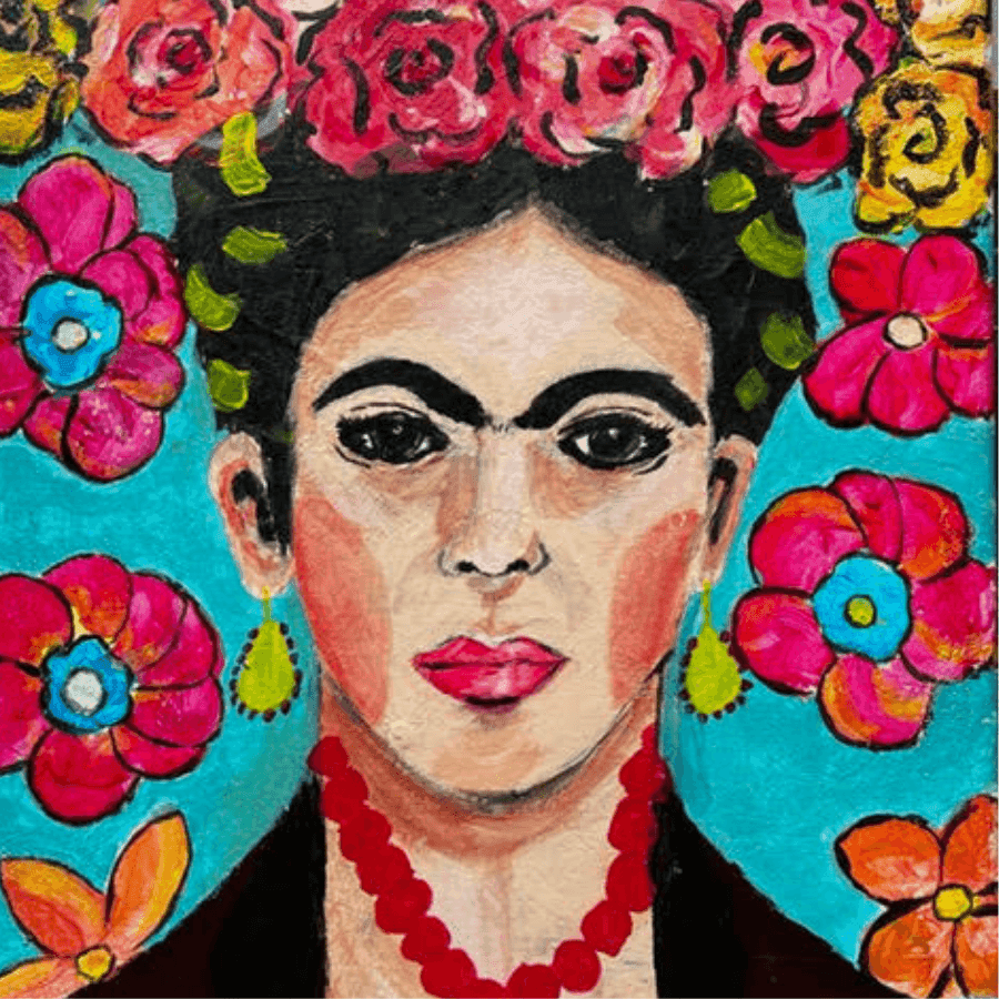 Frida mit Blumenkranz Malworkshops in Zürich